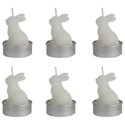 Fabrique de Styles Bougies Non Parfumées>Lot de 6 bougies lapin 2h - Floreal Blanc