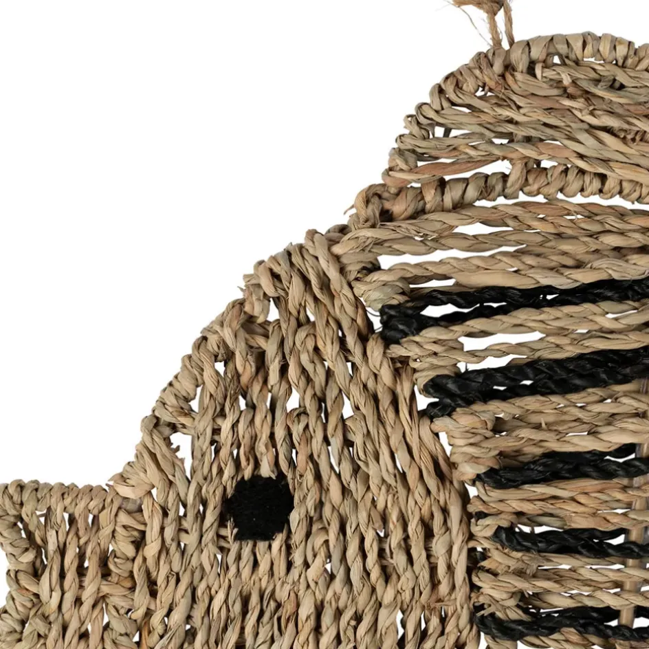 Fabrique de Styles Déco À Suspendre Et Adhésive>Lot de 2 décoration murale poisson en jonc de mer naturel et bleu - Eté A La Mer Naturel, Bleu