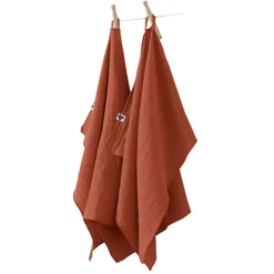 Fabrique de Styles Torchons, Tabliers Et Maniques>Lot de 2 essuies mains en gaze coton terracotta 50x70cm - Gaia Orange