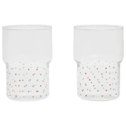 Fabrique de Styles Verres À Eau Et Gobelets>Lot de 2 gobelets en verre coeur 30 cl - famille Multicolore