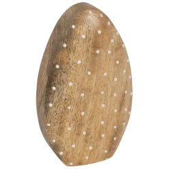 Fabrique de Styles Petits Objets Déco>Lot de 2 Oeufs en manguier naturel et blanc - Floréal Naturel, Blanc