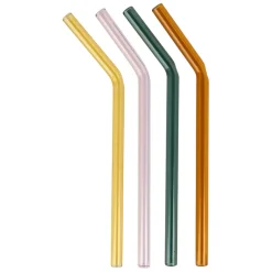 Fabrique de Styles Accessoires Réutilisables>Lot de 4 pailles en verre borosilicate h19cm - Funny Multicolore
