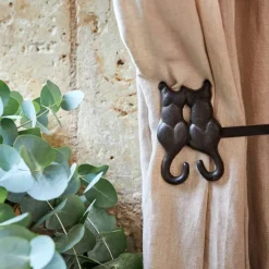 Fabrique de Styles Accessoires De Rideaux>Lot de 2 paires d'embrasse chat accessoire rideau en fonte Brun
