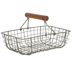 Fabrique de Styles Paniers Et Corbeilles>Lot de 3 paniers en fer avec anse en bois Naturel