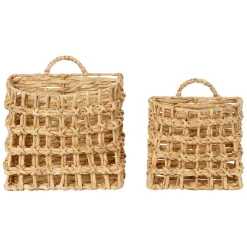 Fabrique de Styles Paniers Et Corbeilles>Lot de 2 paniers en jacynthe d'eau et fer - Famille Naturel