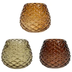 Fabrique de Styles Photophores, Bougeoirs Et Lanternes>Lot de 3 photophores en verre h8.6cm - Prisca Multicolore