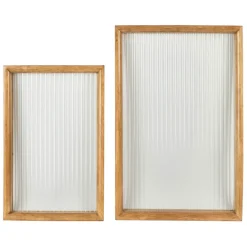 Fabrique de Styles Plateaux>Lot de 2 plateaux en bois et verre - Firmin Naturel