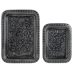 Fabrique de Styles Plateaux>Lot de 2 plateaux en fer - Arabise Anthracite