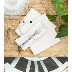 Fabrique de Styles Serviettes De Table>Lot de 3 serviettes de table chantilly en gaze de coton 40x40cm - Gaia Blanc