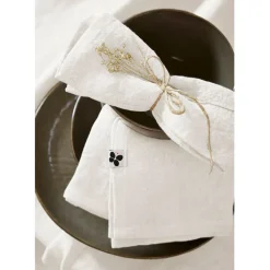 Fabrique de Styles Serviettes De Table>Lot de 3 serviettes en lin lavé 40x40cm - Soline Craie
