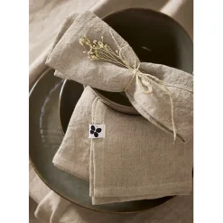 Fabrique de Styles Serviettes De Table>Lot de 3 serviettes en lin lavé 40x40cm - Soline Sable