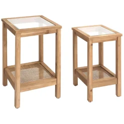 Fabrique de Styles Bouts De Canapé Et Tables D'appoint>Lot de 2 tables d'appoint en sapin et verre - Firmin Naturel