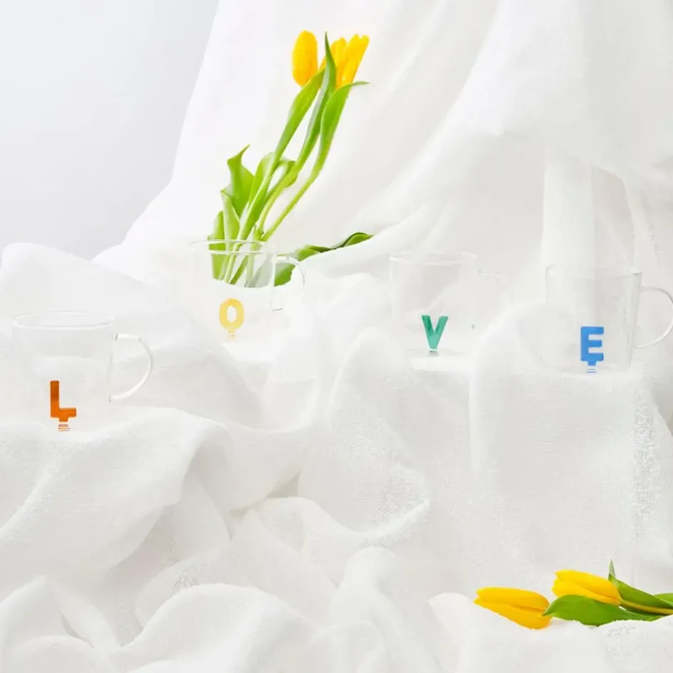 Fabrique de Styles Tasses Et Mugs>Lot de 4 tasses a thé love en verre 35cl - Colorea Multicolore