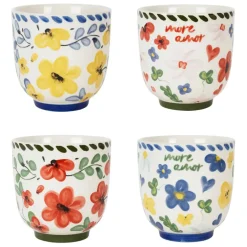 Fabrique de Styles Tasses Et Mugs>Lot de 4 tasses en grès fleur 17cl - Bellagio Multicolore