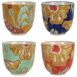 Fabrique de Styles Tasses Et Mugs>Lot de 4 tasses en grès 15cl - Flaura Multicolore