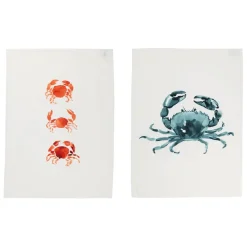 Fabrique de Styles Torchons, Tabliers Et Maniques>Lot de 2 torchons en coton 50x70cm - Crustacé Blanc