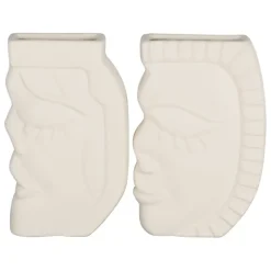 Fabrique de Styles Vases Et Soliflores>Lot de 2 vases visage en grès - Greeka Beige