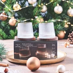 Fabrique de Styles Verres À Alcool>Lot de 2 verres a whisky support acacia d6xh7cm Transparent