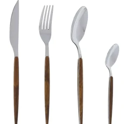 Fabrique de Styles Ménagères>Menagere 24 pièces en inox et effet bois - Amsterdam Marron