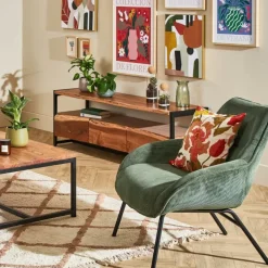 Fabrique de Styles Meubles Tv>Meuble Tv 3 portes en acacia et pieds en fer noir - Brooklyn Naturel, Noir