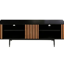 Fabrique de Styles Meubles Tv>Meuble TV en chêne et noir 4 niche L130cm - Linea Naturel