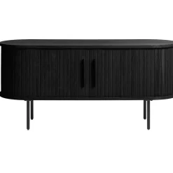 Fabrique de Styles Meubles Tv>Meuble TV en placage chêne L123cm - Nola Noir