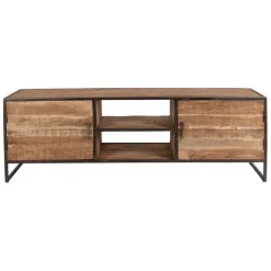 Fabrique de Styles Meubles Tv>Meuble TV industriel en acacia et fer L175cm - Factory Naturel, Noir