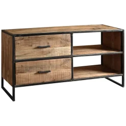 Fabrique de Styles Meubles Tv>Meuble TV industriel en acacia et fer L120cm - Factory Naturel, Noir