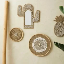 Fabrique de Styles Miroirs>Miroir cactus en coquillage 40x45cm - Cauri Naturel, Blanc