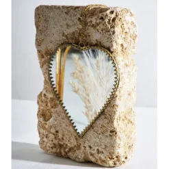 Fabrique de Styles Miroirs>Miroir cœur en laiton et miroir 12.5x13.5cm - Cœur Doré