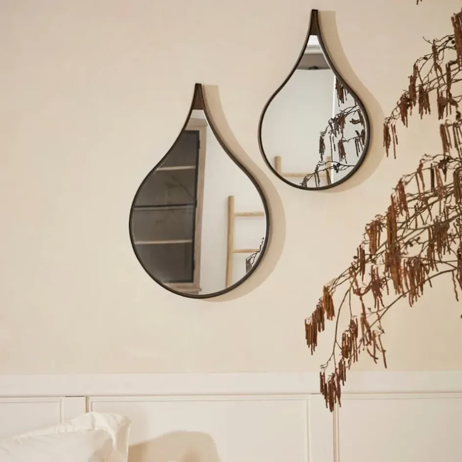 Fabrique de Styles Miroirs>Miroir goutte en fer 42.5xh64cm - Kerian Noir