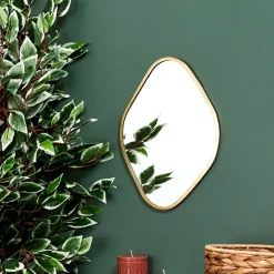 Fabrique de Styles Miroirs>Miroir losange contour dore 34x25cm Cuivre