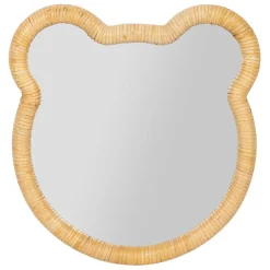 Fabrique de Styles Déco>Miroir ourson en rotin et contreplaqué 40x42cm - Songes Naturel