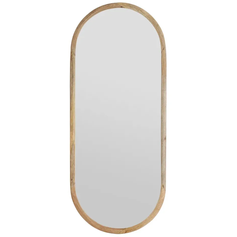 Fabrique de Styles Miroirs>Miroir ovale en manguier 49x119.5cm - Hervea Naturel
