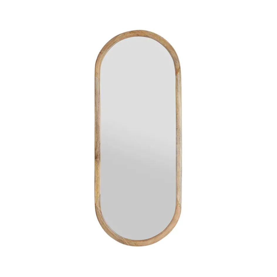 Fabrique de Styles Miroirs>Miroir ovale en manguier 39x100cm - Hervea Naturel