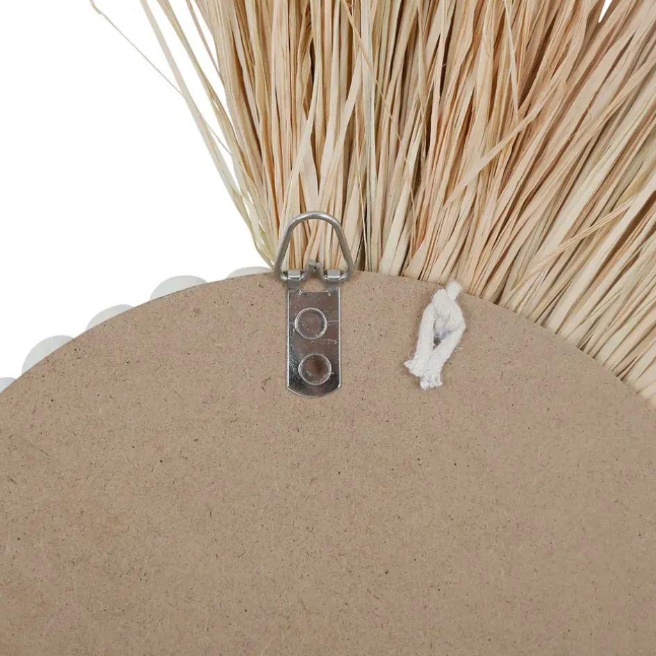 Fabrique de Styles Miroirs>Miroir rond asymétrique en raphia - blue sand Naturel, Blanc