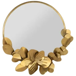 Fabrique de Styles Miroirs>Miroir rond en laiton et miroir d25cm - Belisama Doré
