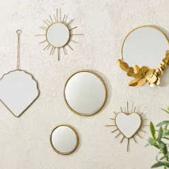 Fabrique de Styles Miroirs>Miroir rond en laiton et miroir d25cm - Belisama Doré