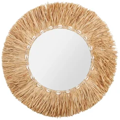 Fabrique de Styles Miroirs>Miroir rond en raphia d52cm - cauri Naturel