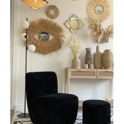 Fabrique de Styles Miroirs>Miroir rond en raphia d47cm - Efia Naturel