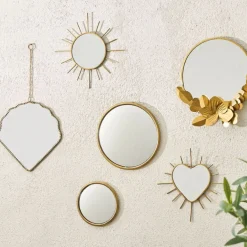 Fabrique de Styles Miroirs>Miroir soleil en laiton 20x20cm - Jolinio Doré