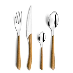 Fabrique de Styles Ménagères>Ménagère 24 pièces acier et effet bois - Eclat Naturel