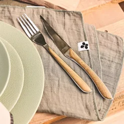 Fabrique de Styles Ménagères>Ménagère 24 pièces acier et effet bois - Eclat Naturel