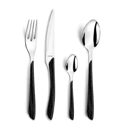 Fabrique de Styles Ménagères>Ménagère 24 pièces acier et noir - Eclat Naturel