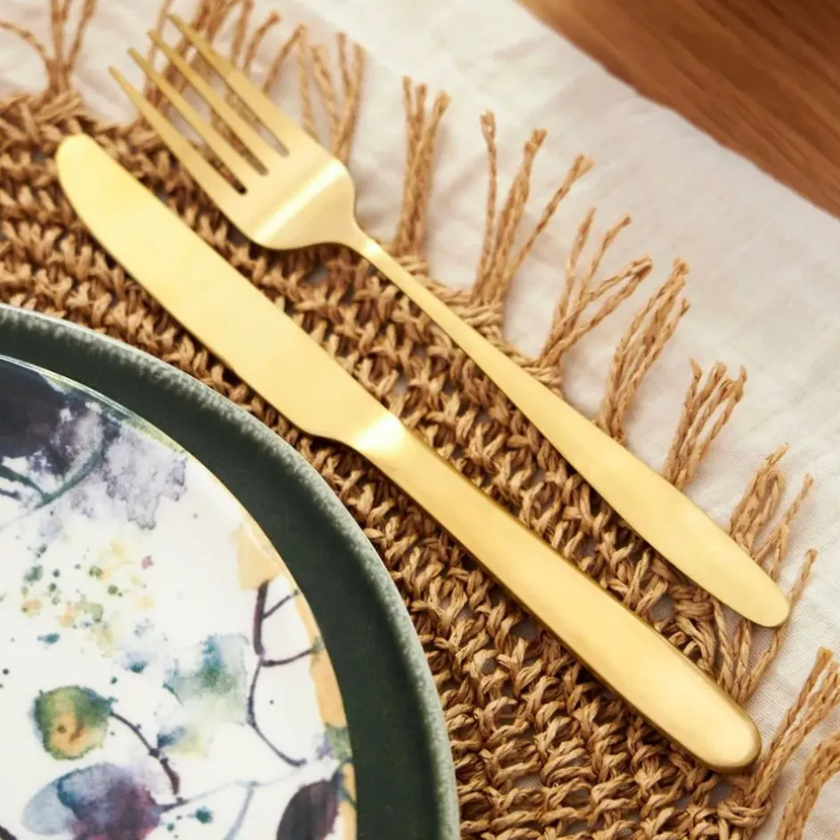 Fabrique de Styles Ménagères>Ménagère 16 pièces en acier dé Or