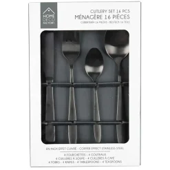 Fabrique de Styles Ménagères>Ménagère 16 pièces en acier inoxydable Noir