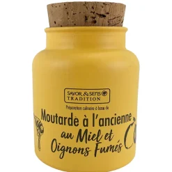 Fabrique de Styles Condiments Et Épices>Moutarde à l'ancienne au miel et aux oignons fumés au bois de hêtre Jaune