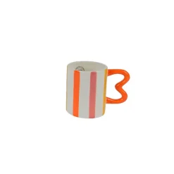 Fabrique de Styles Tasses Et Mugs>Mug en dolomite rayé avec anse Orange