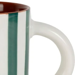 Fabrique de Styles Tasses Et Mugs>Mug en grès rayé émeraude et blanc 40cl - Alaria Emeraude