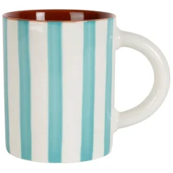 Fabrique de Styles Tasses Et Mugs>Mug en grès rayé et blanc 40cl - Alaria Turquoise